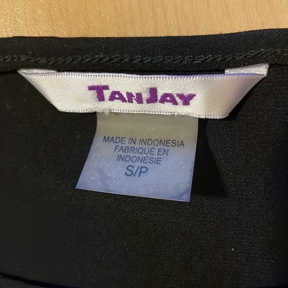 Tanjay Short Sleeve Abstract Gold Writing Print Tunic Length Top Size Small - Picture 8 of 9